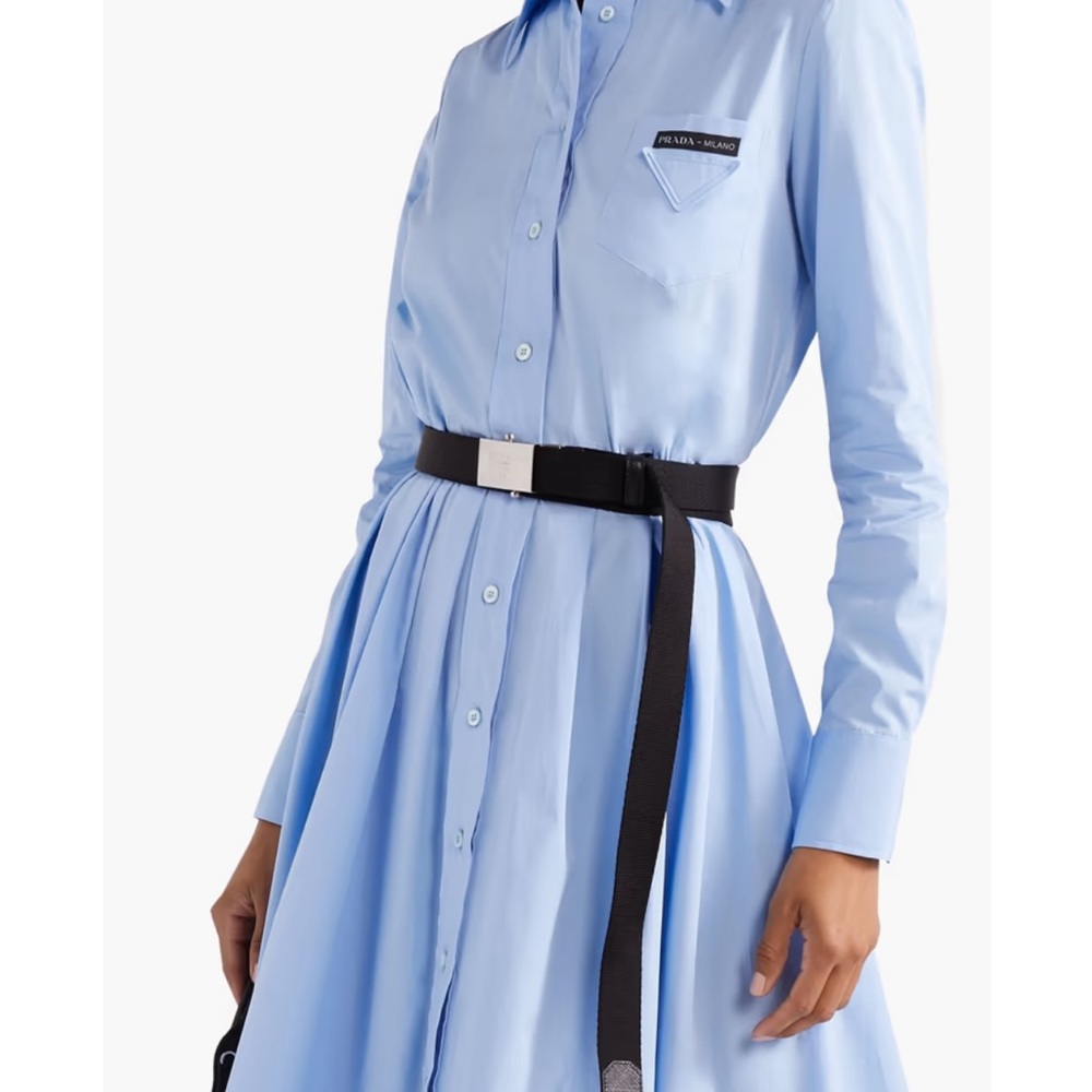 Prada Textured Leather-Trim Belt, 80cm